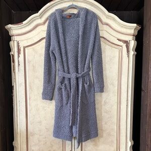 POL Gray Plush Hooded Robe with Belt size Small